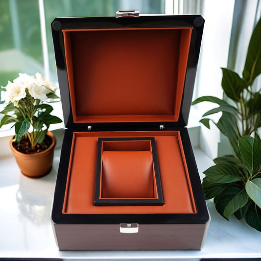 Vintage Wooden Watch Storage Box – Rectangular Watch Organizer with Fabric Interior