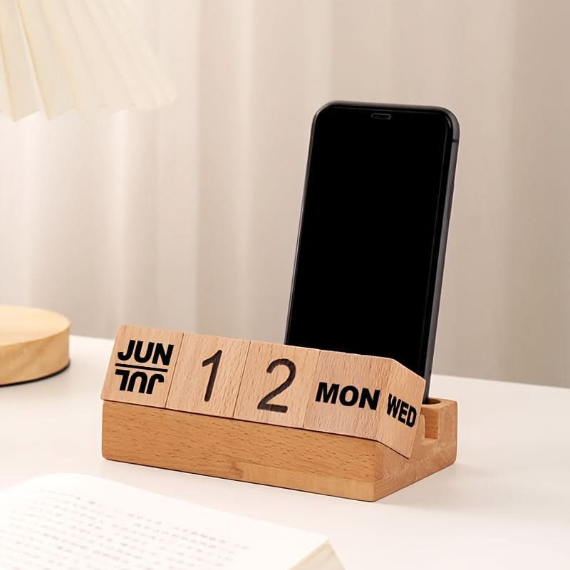 Wooden Perpetual Desk Calendar Organizer