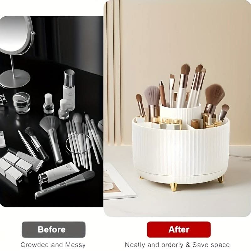 360° Rotating Makeup Organizer with 5 Compartments