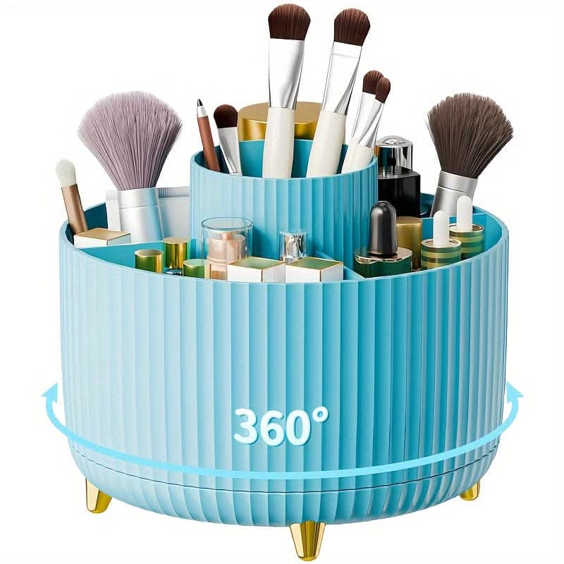 360° Rotating Makeup Organizer with 5 Compartments