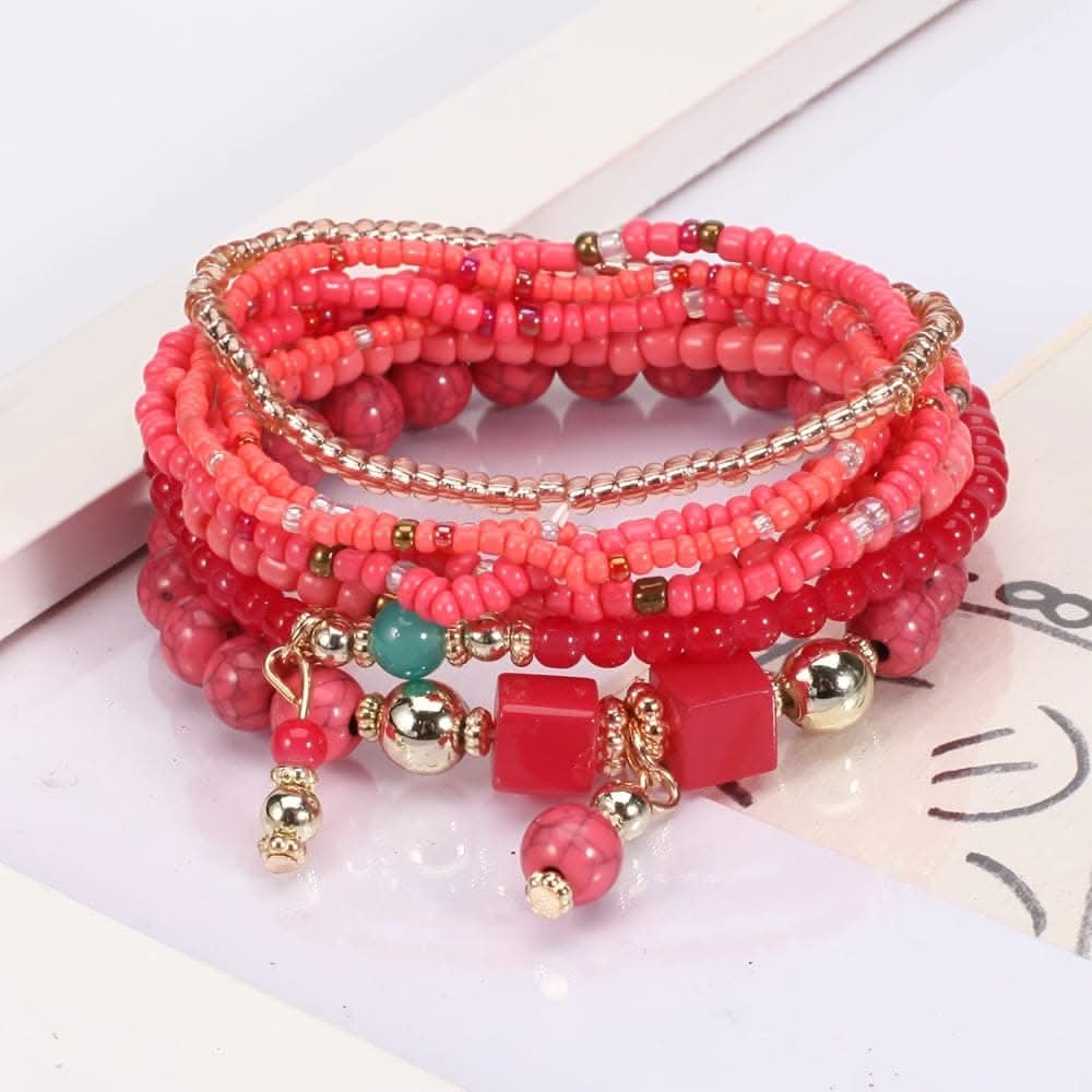Colorful Resin Boho Beaded Stackable Bracelet Set