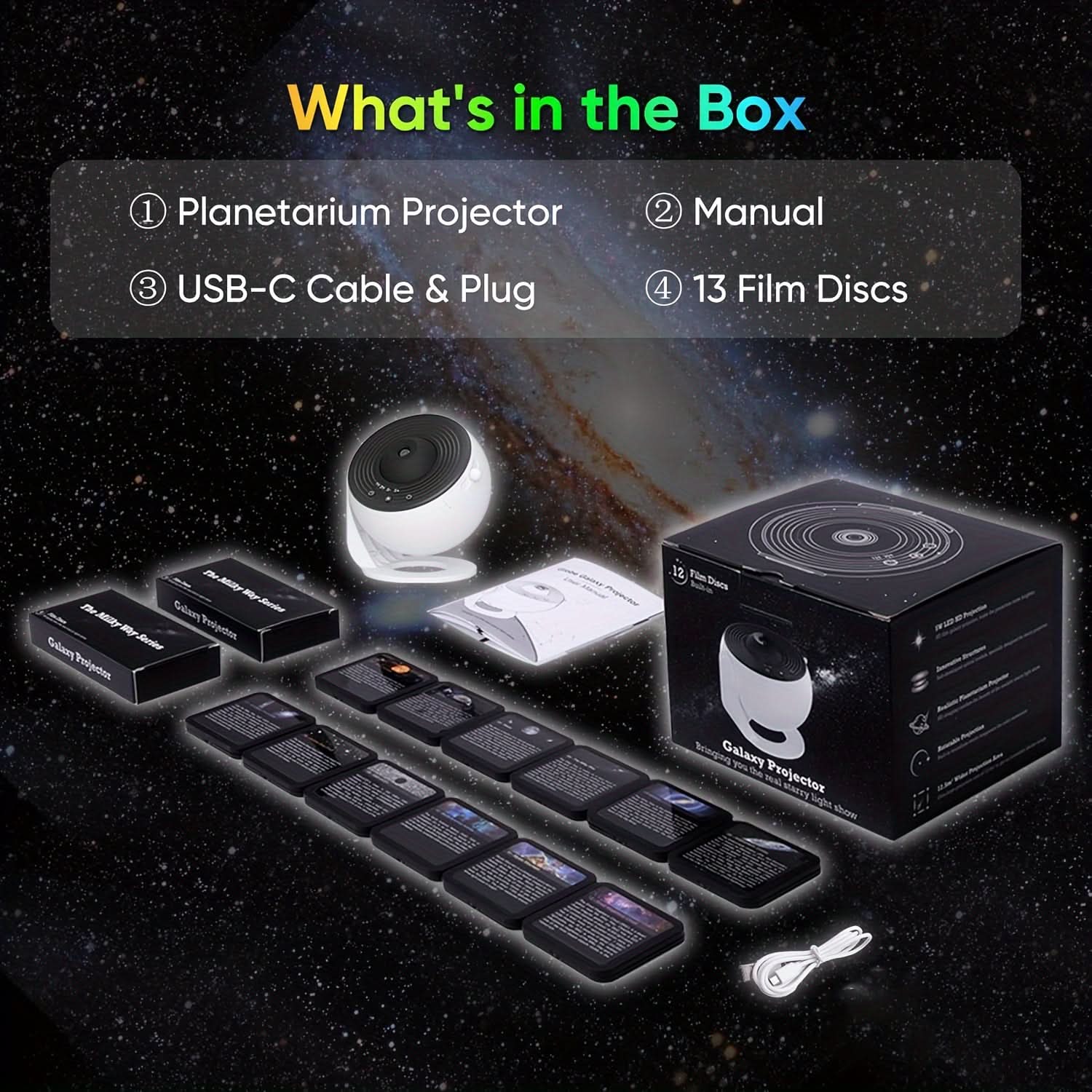 Star Projector Lamp with 13 Films & Touchpad Control