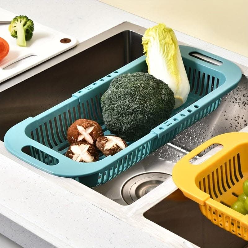 Adjustable Over-the-Sink Colander – Multifunctional Plastic Drain Basket