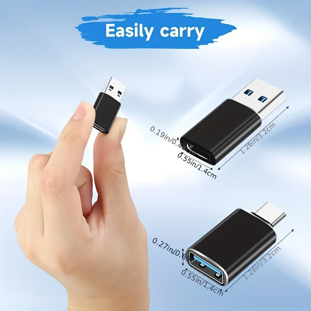 4-Pack USB-C Adapter Set – USB 3.0 OTG & Micro USB to USB-C, Ferrous Metal Finish, Universal Compatibility