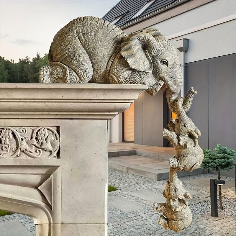 3-Piece Resin Elephant Statue Set – Elegant Handcrafted Decorative Figurines