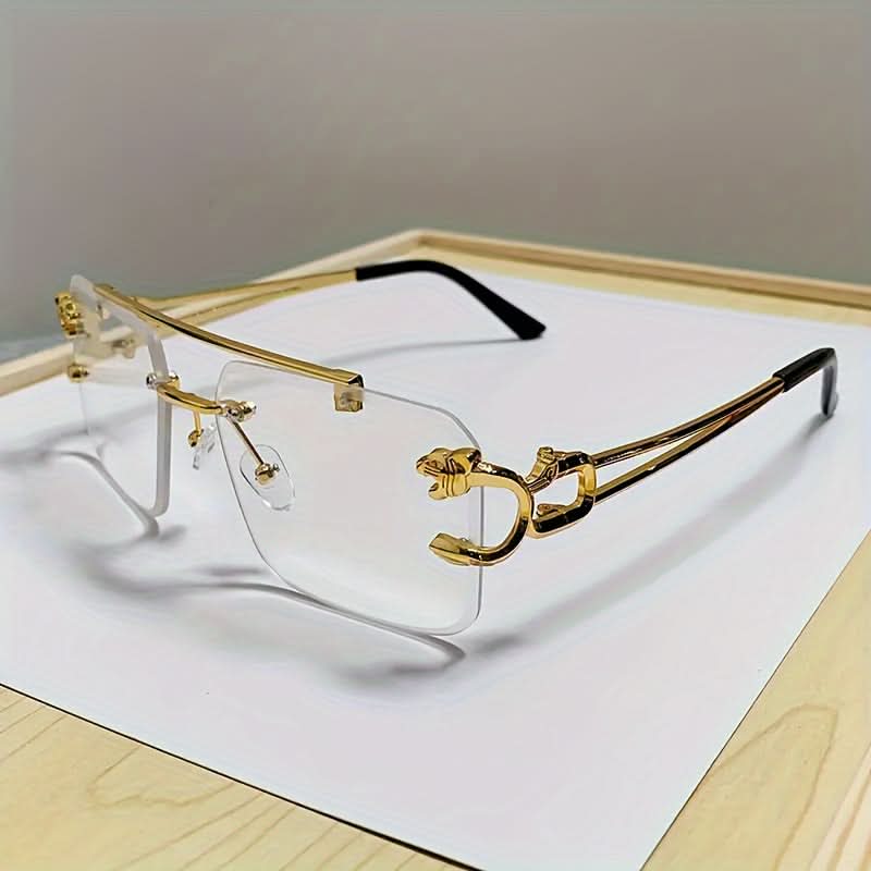 Vintage-Inspired Large Square Rimless Fashion Glasses