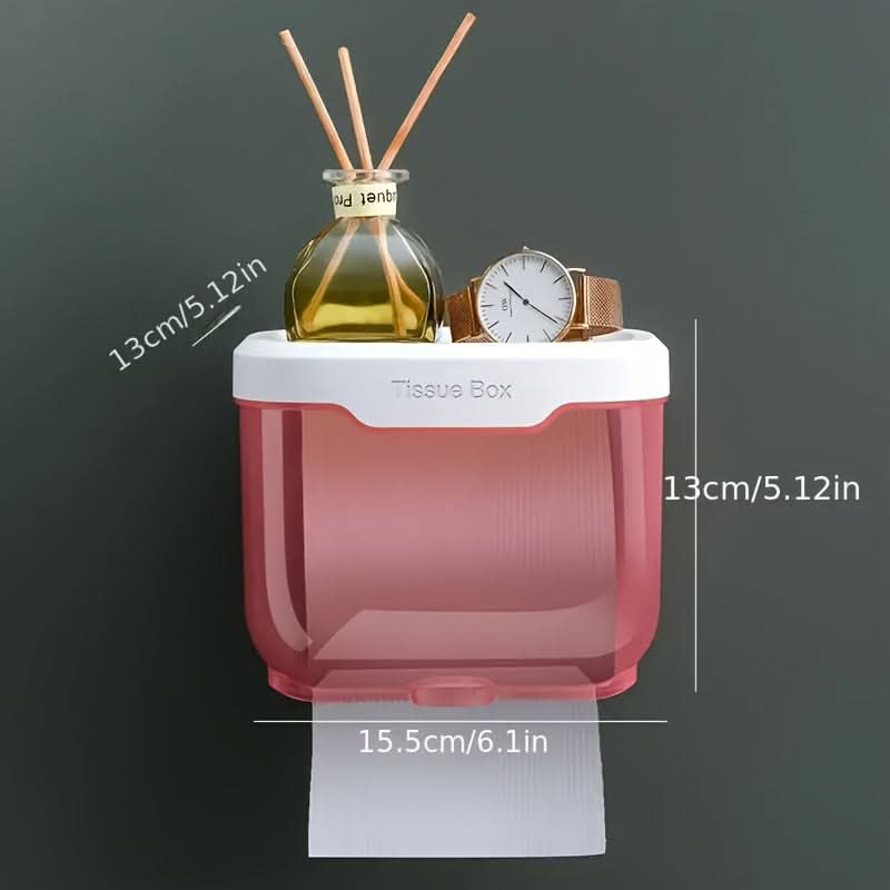 Wall-Mounted Tissue Holder with Storage Shelf – Bathroom Organizer