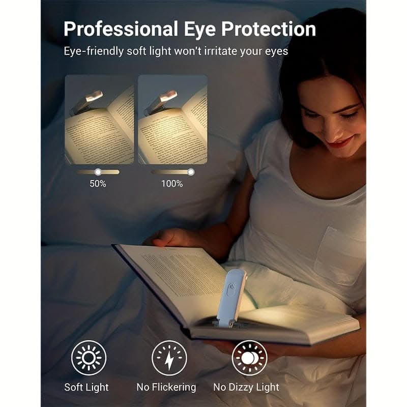 Rechargeable Clip-On Bookmark Light with Dimming – LED Reading Light for Books