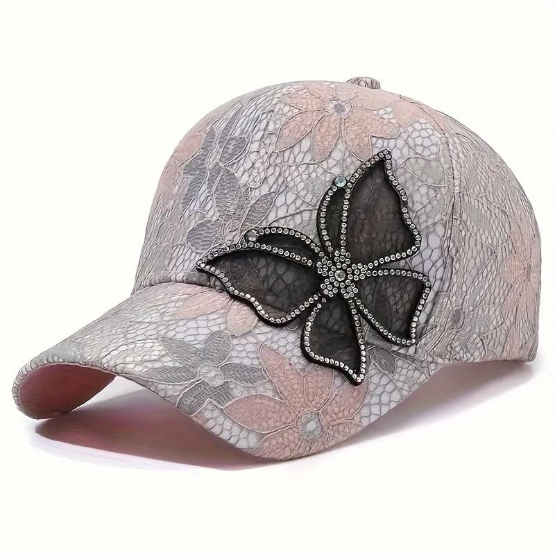 Women's Mesh Baseball Cap with Sequin Butterfly – Lightweight, Adjustable