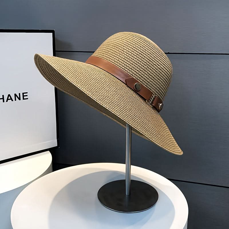 Women's Wide Brim Straw Sun Hat – Khaki Summer Beach Hat