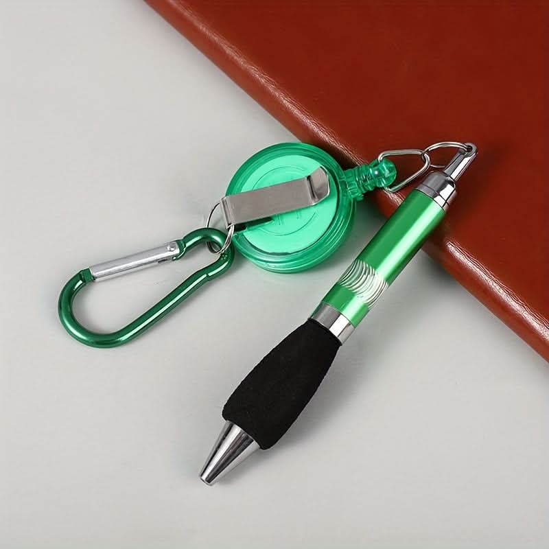6-Pack Retractable Metal Ballpoint Pens with Keychain Clip – Quick-Dry