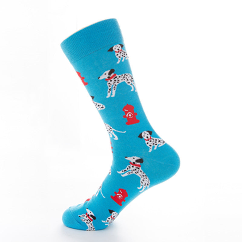 Unisex Cotton Mid-Tube Socks – Colorful Animal Print Casual Crew Socks (41–46)