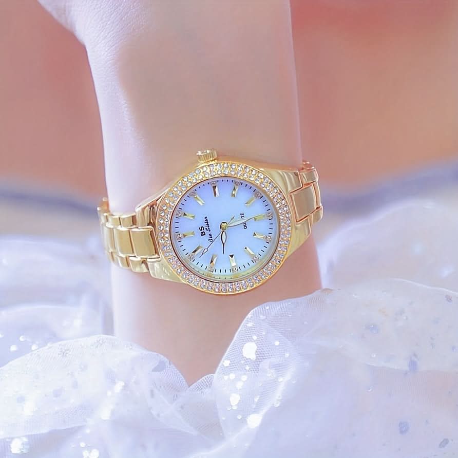 Exquisite Rhinestone Quartz Watch – Sparkling Casual Analog Timepiece