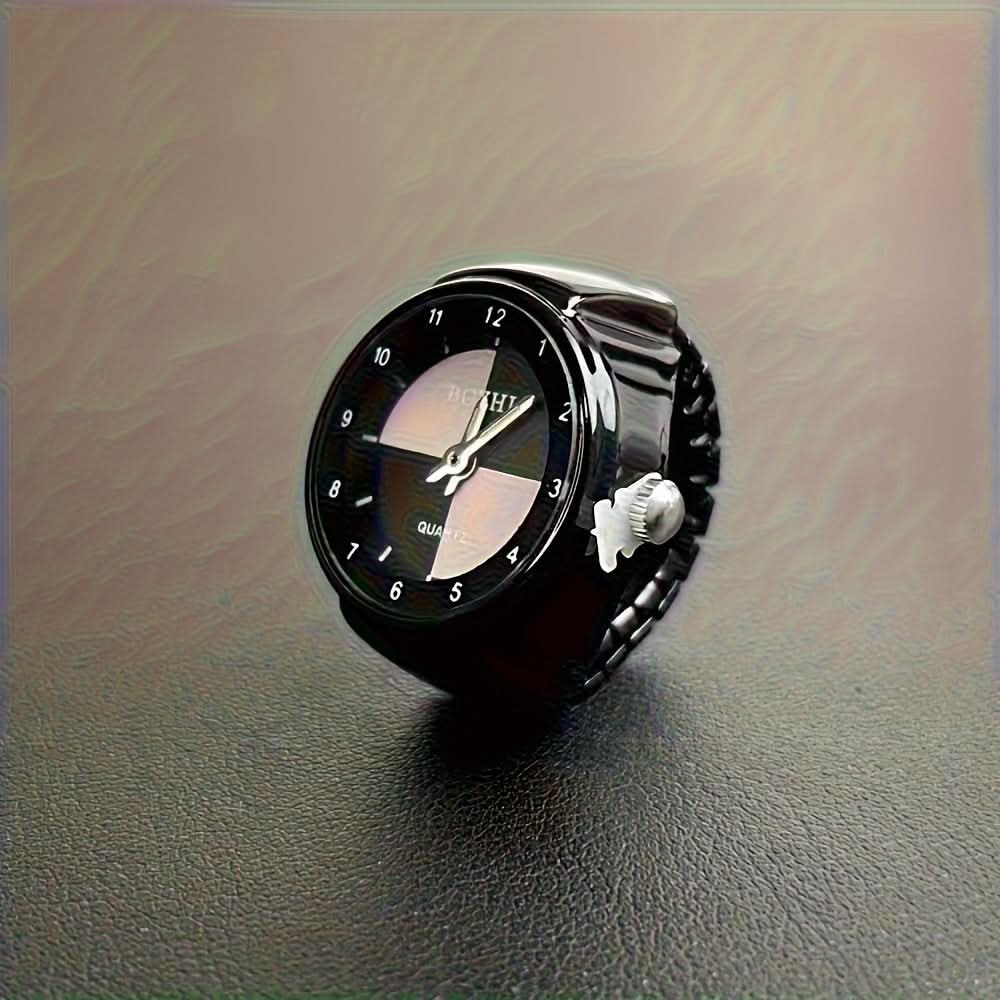 Black Quartz Ring Watch – Casual Unisex Digital Finger Watch