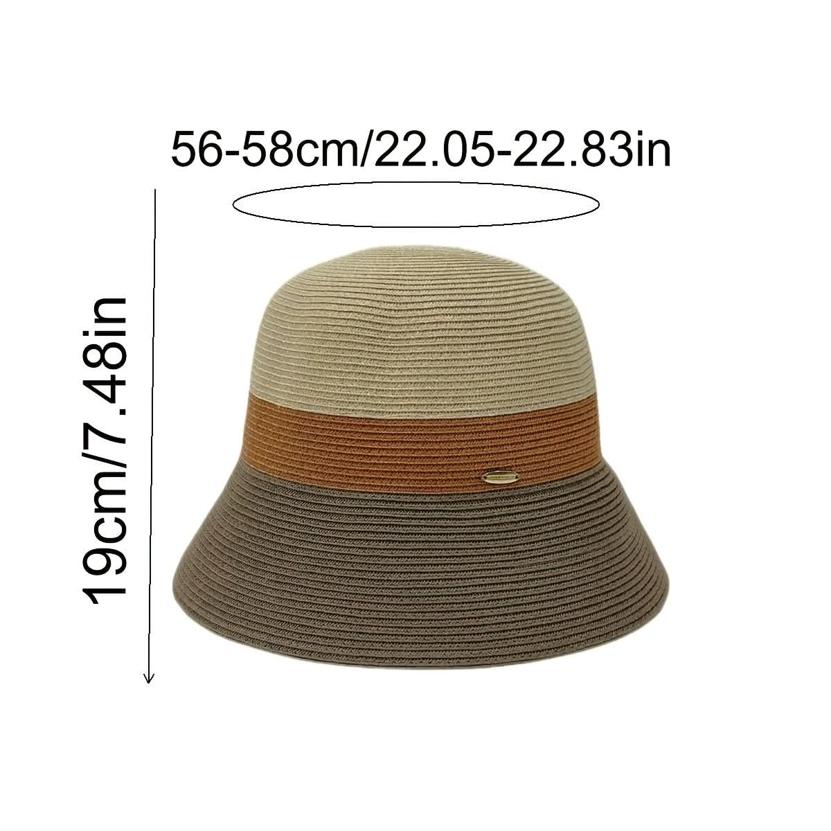 Women’s Foldable Straw Bucket Hat – Tricolor Summer Beach Hat, Sun Protection