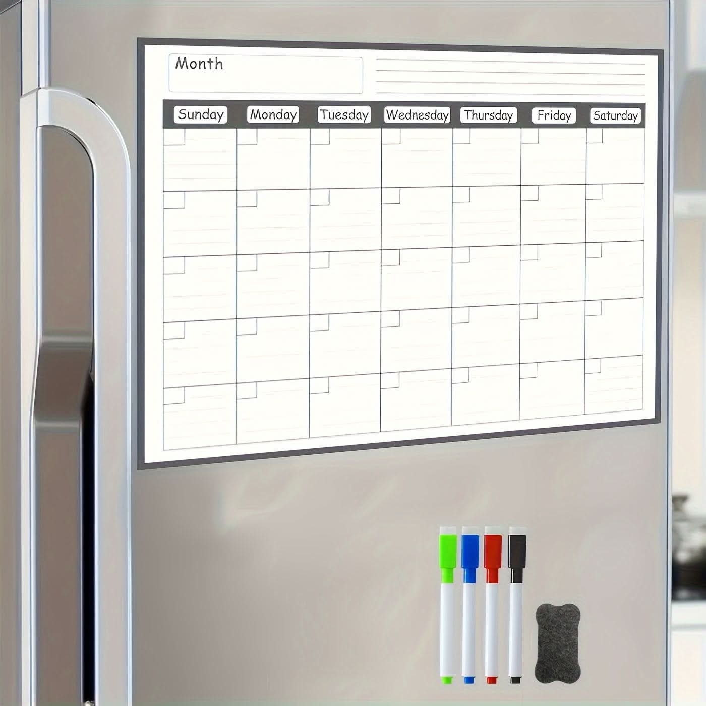 Magnetic Erasable Monthly Planner Calendar for Fridge