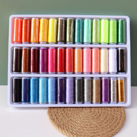 39-Piece Vibrant Polyester Sewing Thread Set