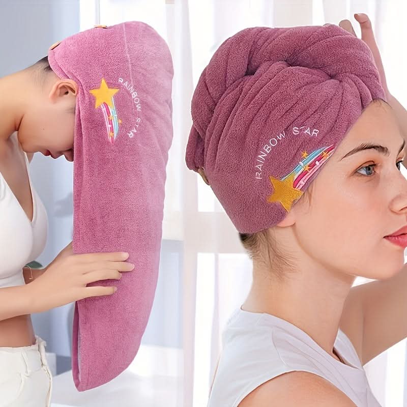 Soft & Absorbent Embroidered Hair Drying Cap