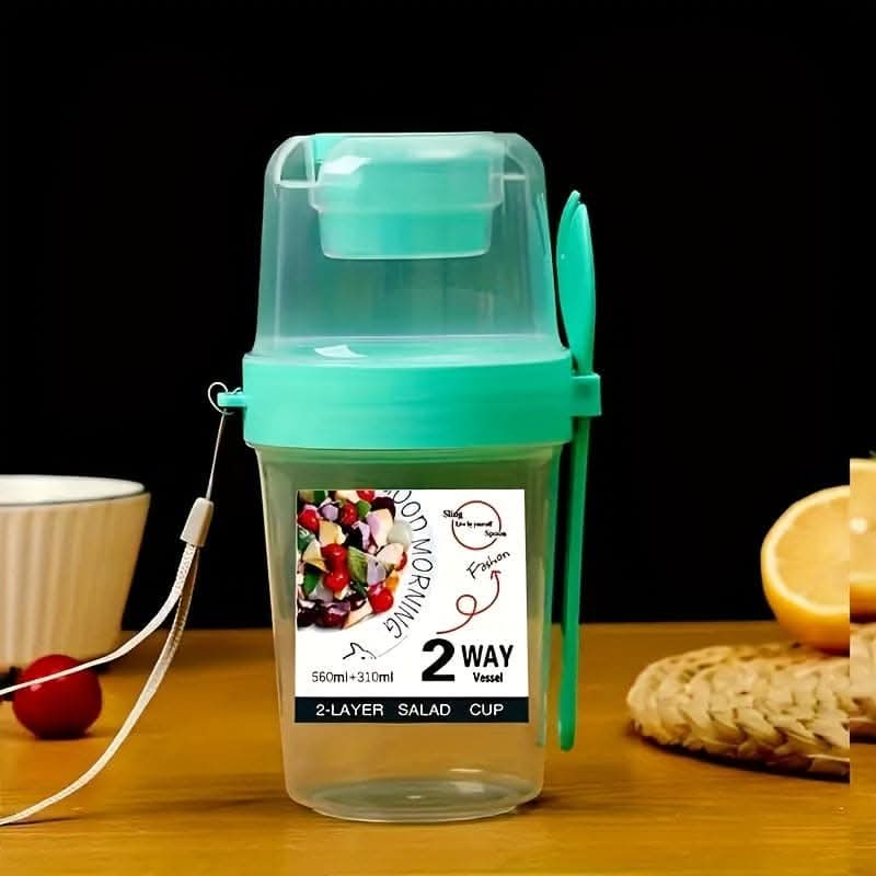 Salad Cup with Fork & Dressing Holder - Portable Salad Container