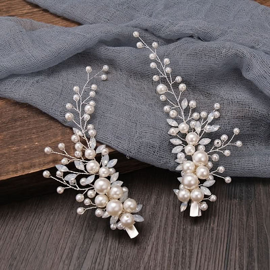 Rhinestone Faux Pearl Bridal Headband Tiara