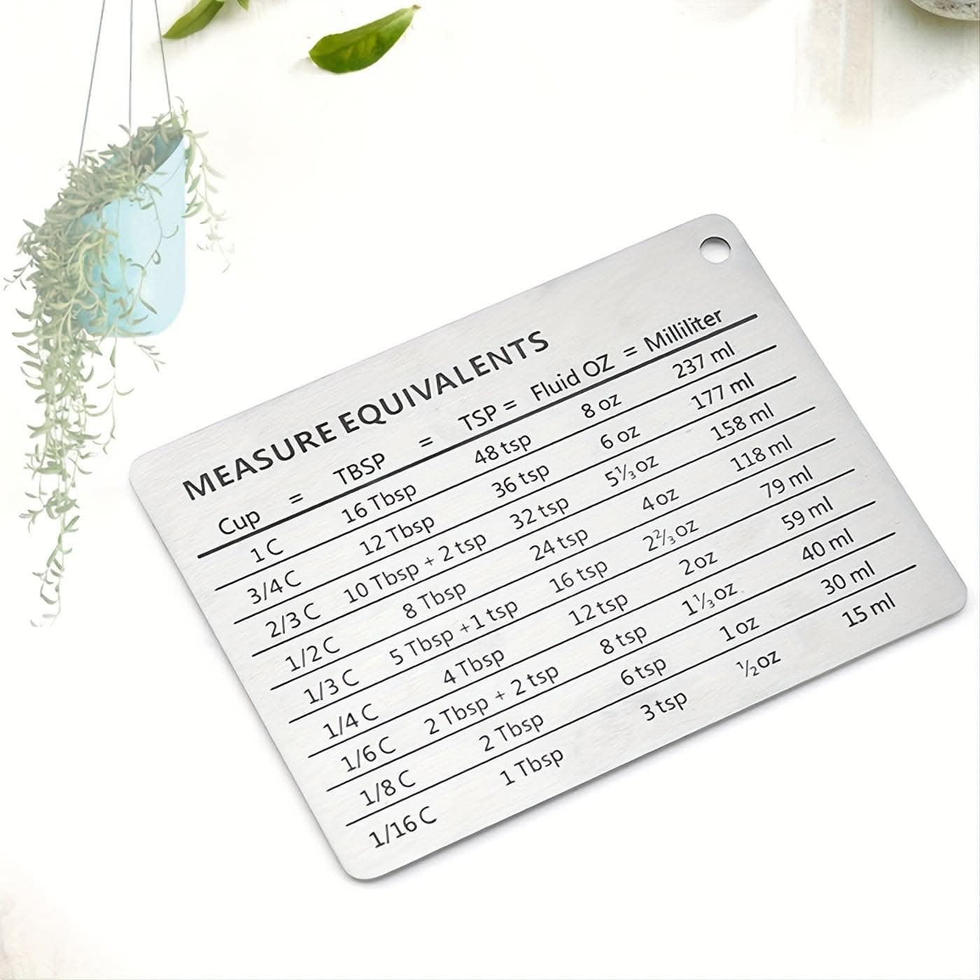 1pc Magnetic Scale Plate with Unit Conversion Chart - Stainless Steel Refrigerator Magnet
