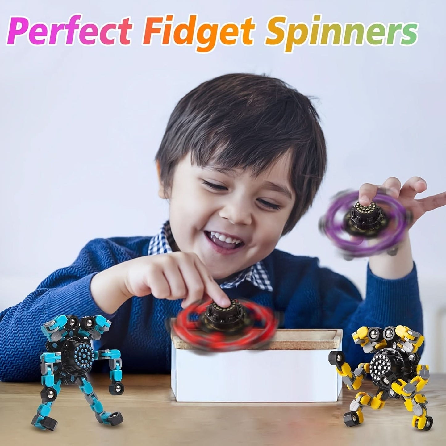 4pcs Transformable Fidget Spinners – Multi-Color High-Speed Bearing