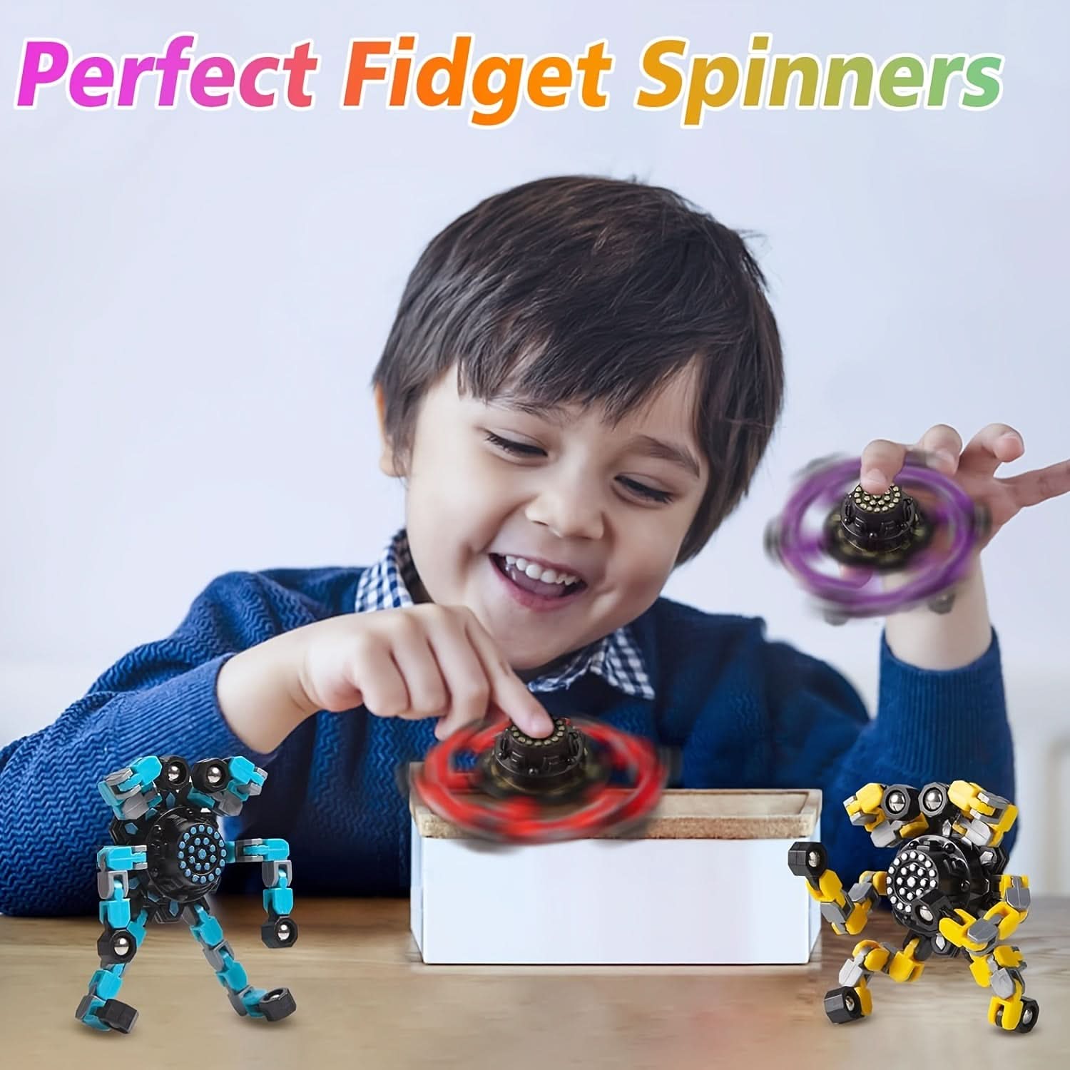 4pcs Transformable Fidget Spinners – Multi-Color High-Speed Bearing