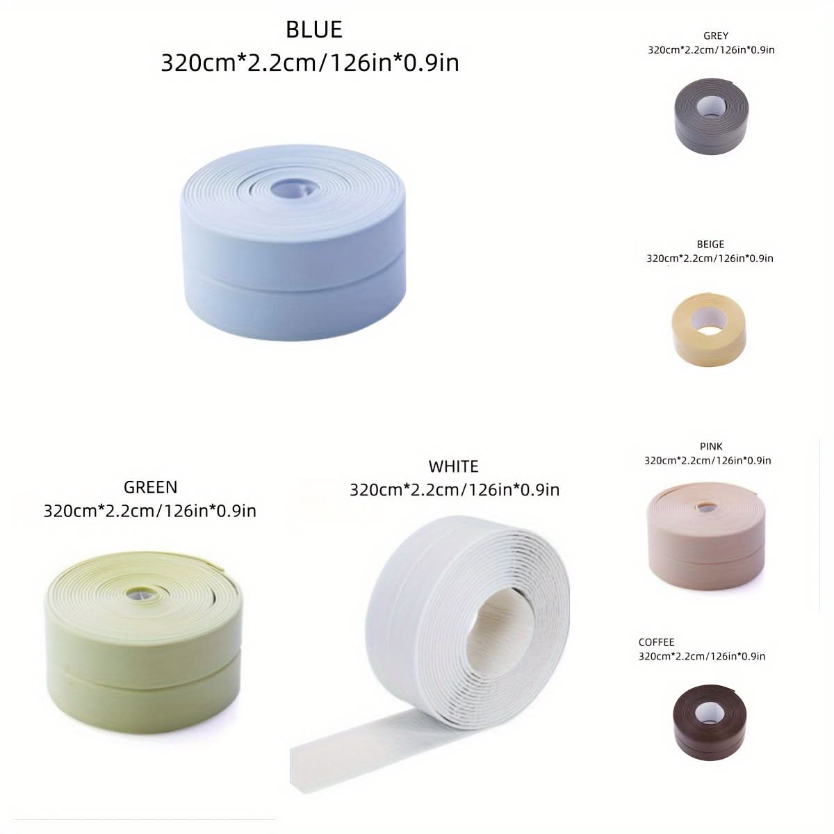 7 Rolls Waterproof Self-Adhesive Caulk Strip Tape - PVC