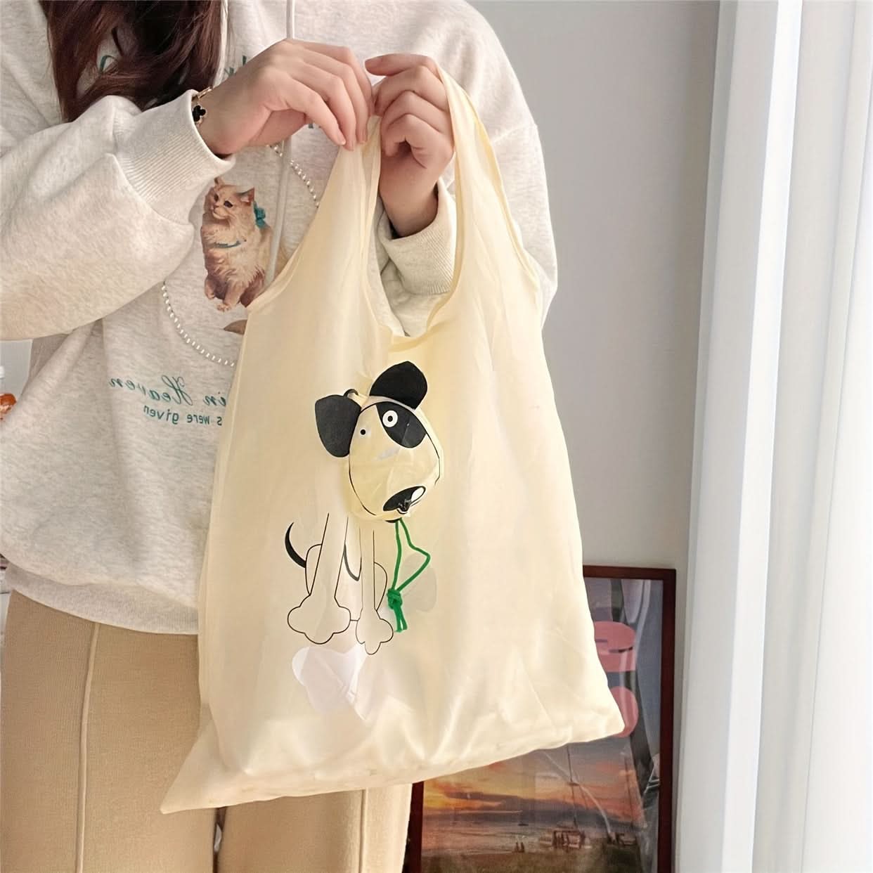 Reusable Grocery Tote – Foldable Large-Capacity Polyester Shopping Bag