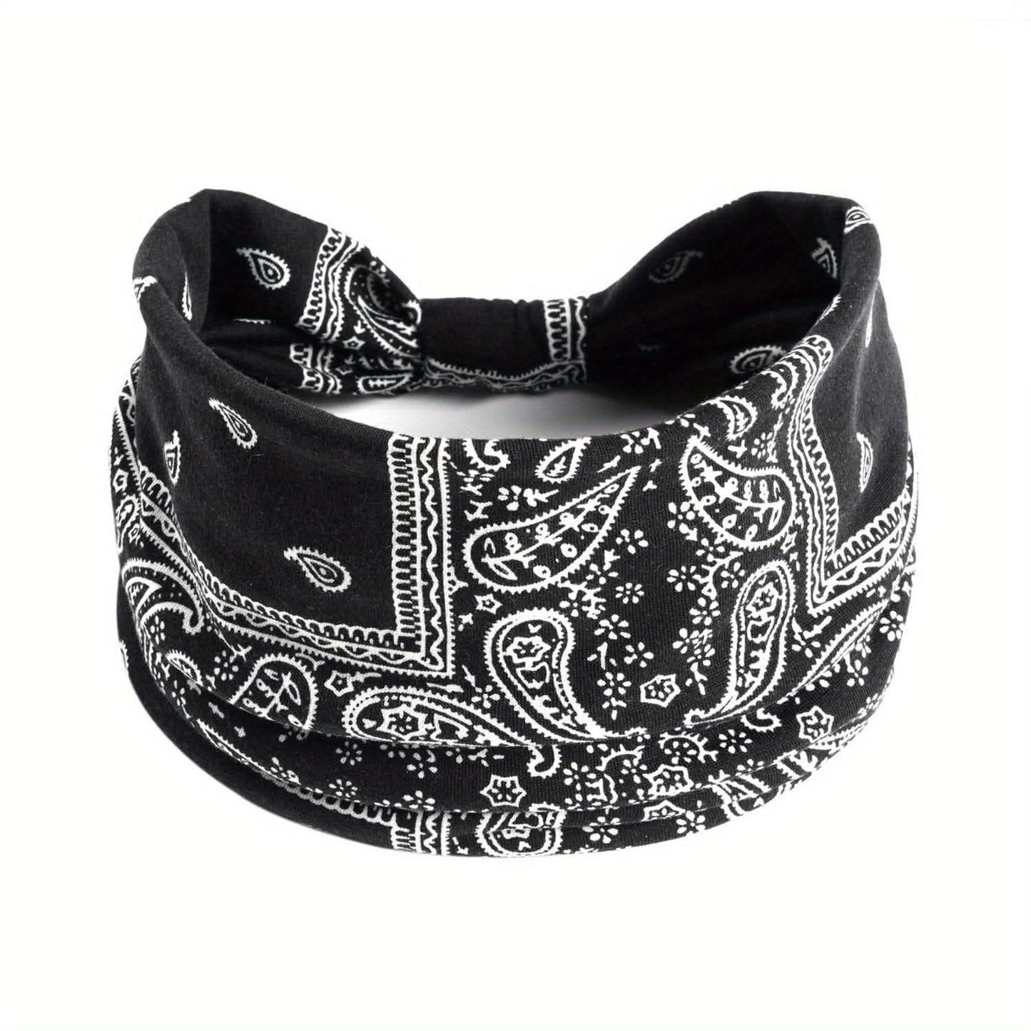 Stylish Boho Turban Headband – Soft Stretchy Paisley Pattern with Knotted Design