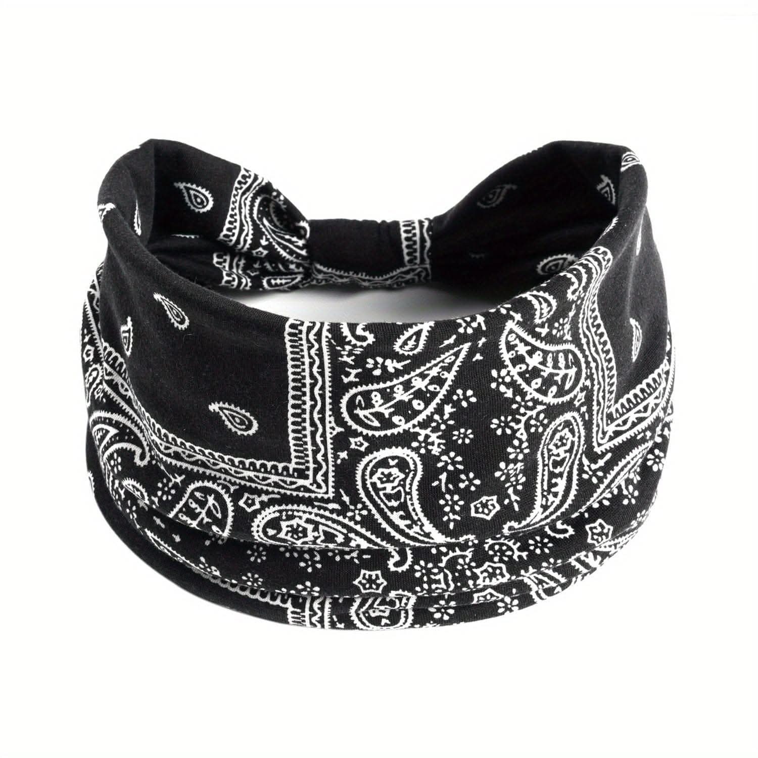Stylish Boho Turban Headband – Soft Stretchy Paisley Pattern with Knotted Design