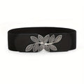Vintage Leaf Buckle Elastic Wide Belt for Women