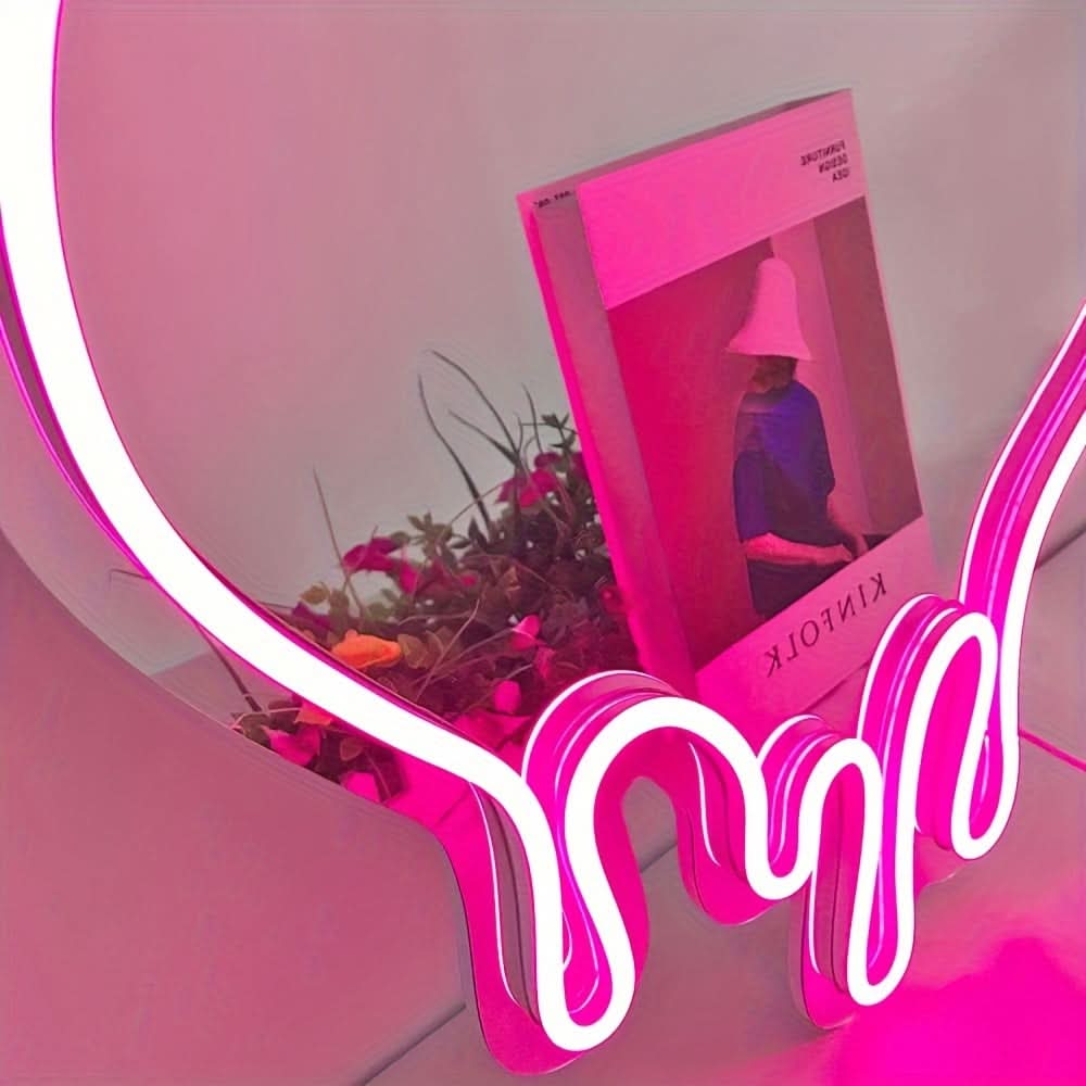 Pink Heart Neon LED Sign - USB Powered, Wall-Mounted Decor for Girls