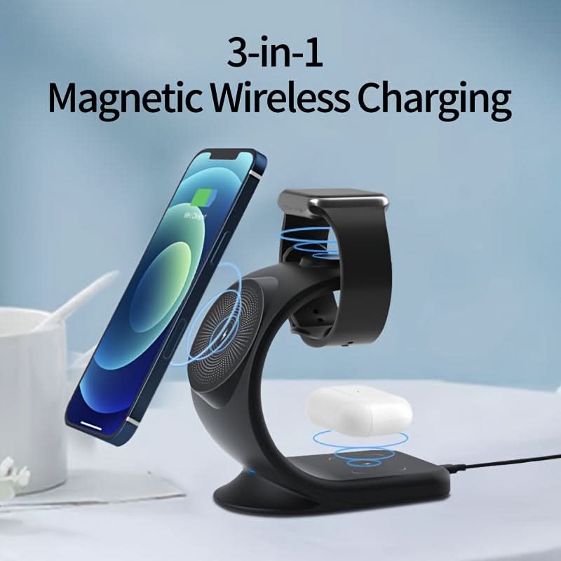 3-in-1 Wireless Charging Station for iPhone, Apple Watch, and Air Pods