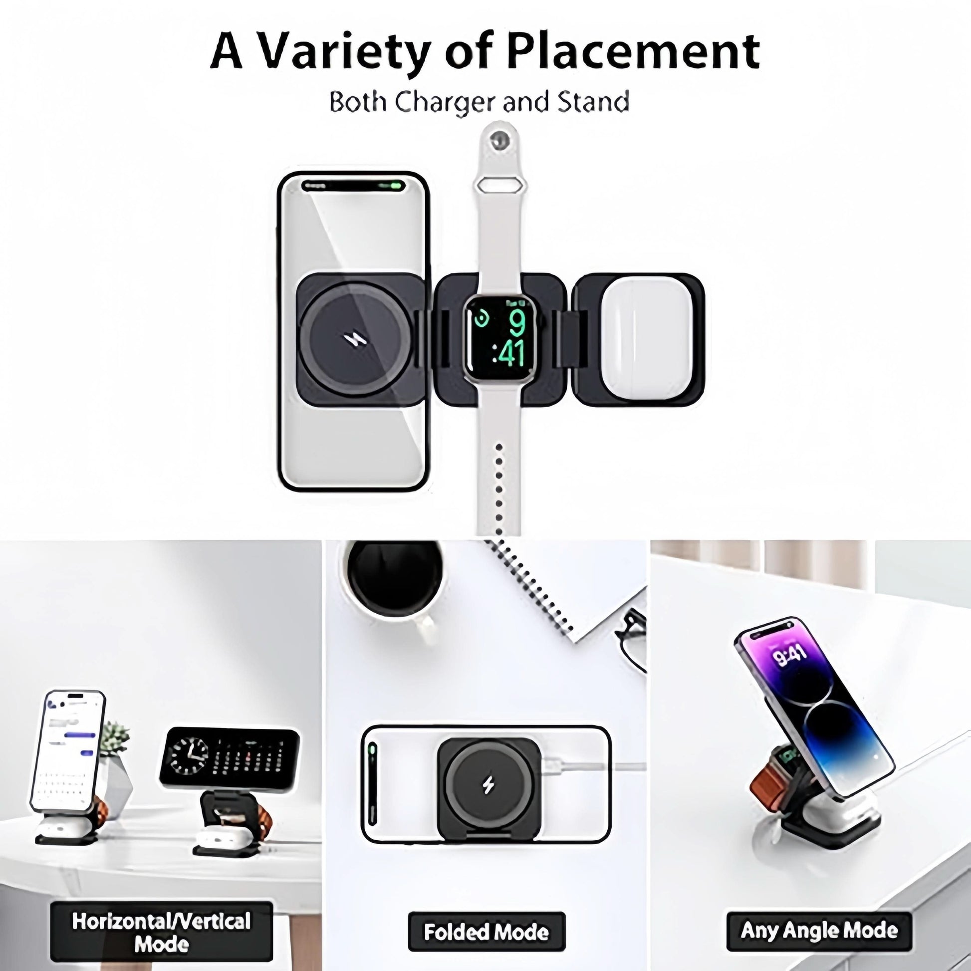 15W Magnetic 3-in-1 Wireless Charging Station
