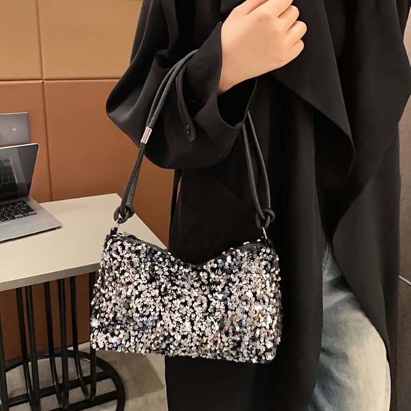 Small Square Sequined Shoulder Bag for Women