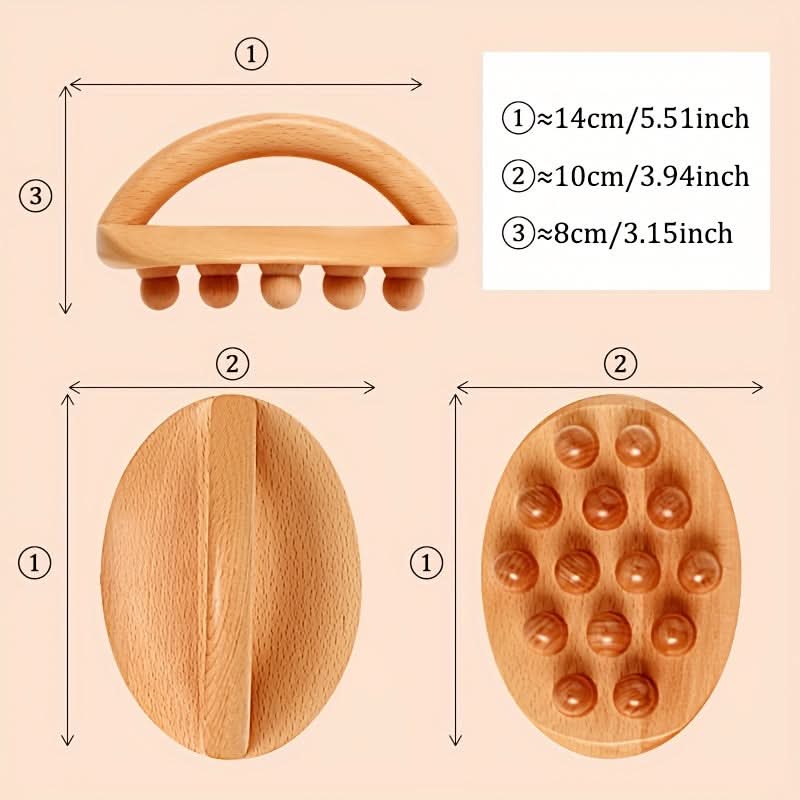 Wood Gua Sha Massage Sticks – 12 Bead Design