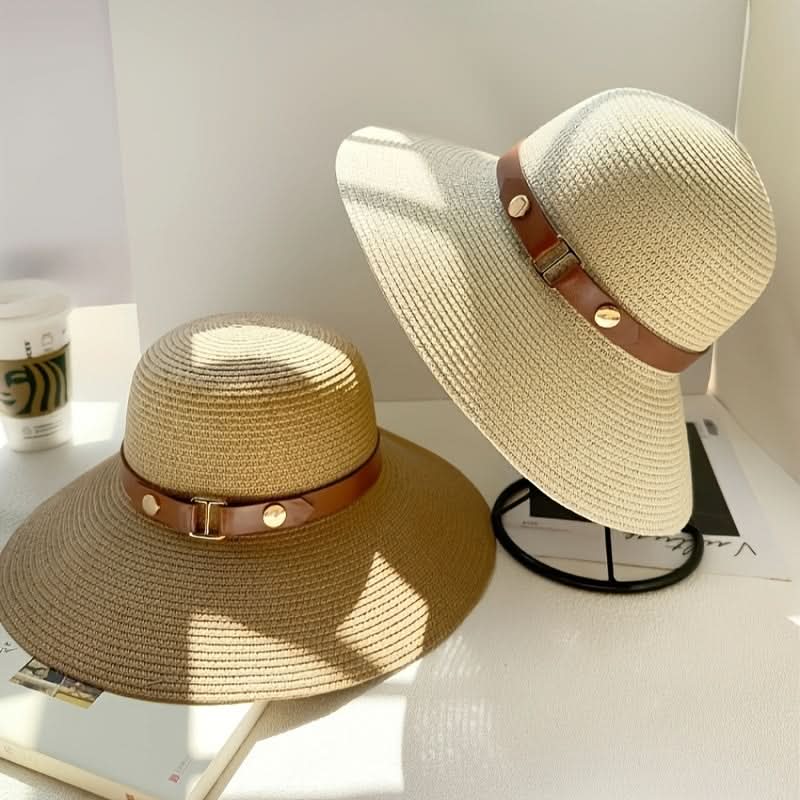 Women's Wide Brim Straw Sun Hat – Khaki Summer Beach Hat