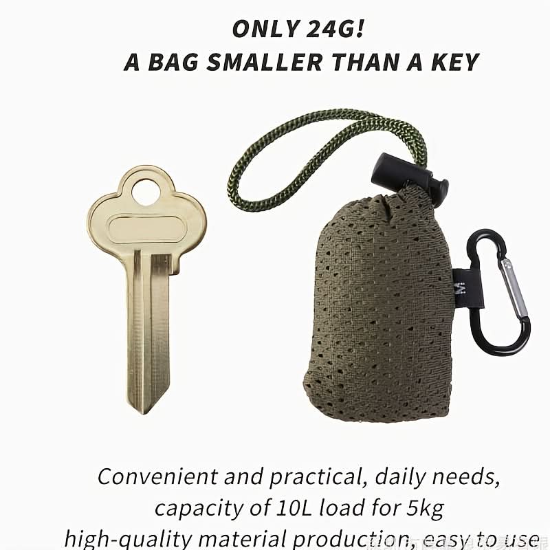 Mini Folding Reusable Shopping Bag – Portable Tote with Key Ring & Carabiner