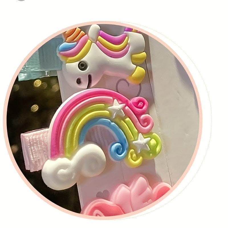 Unicorn & Rainbow Hair Clips – Cute Cartoon Set