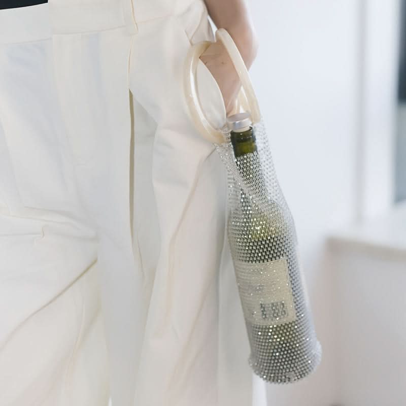 Handwoven Glitter Mesh Wristlet Evening Bag