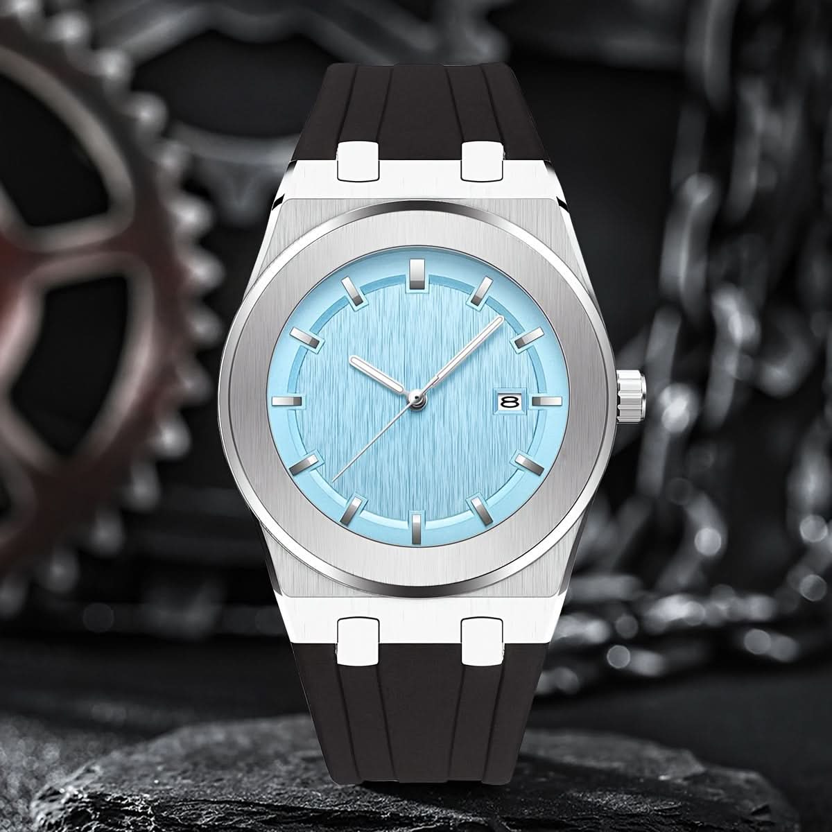 Men’s Business Sport Watch – Silicone Strap, Large Dial, Quartz Analog