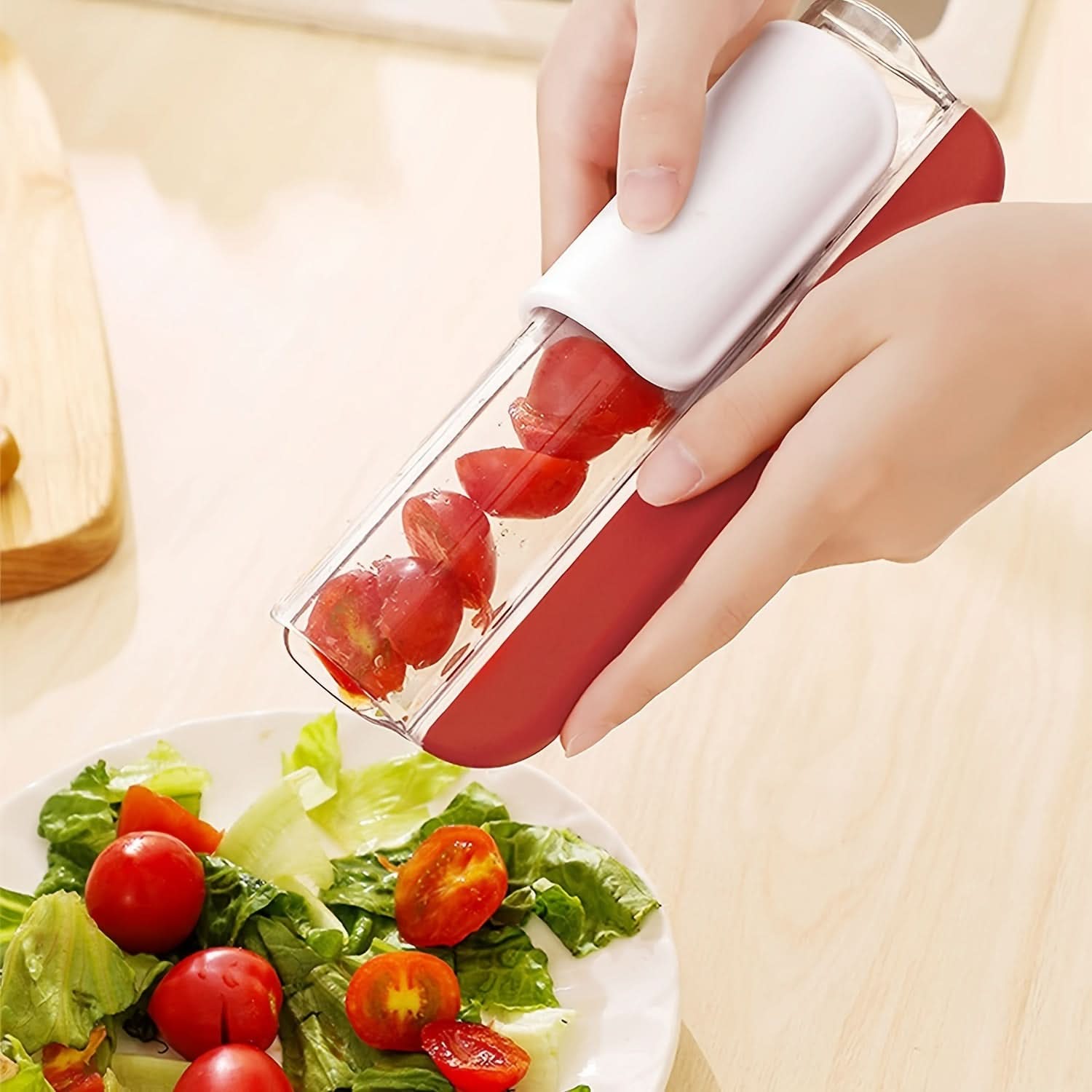 Cherry Tomato & Grape Slicer – Handheld Mini Fruit Cutter, Cake Decoration Tool