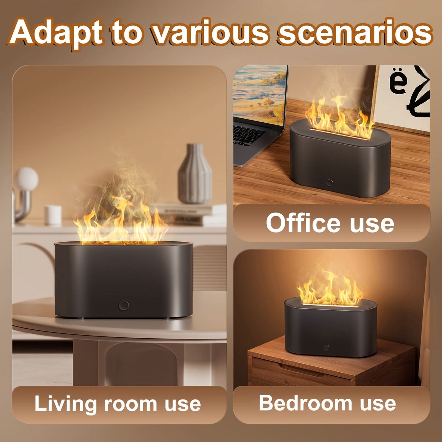 7-Color Flame Simulated Humidifier with Aromatherapy