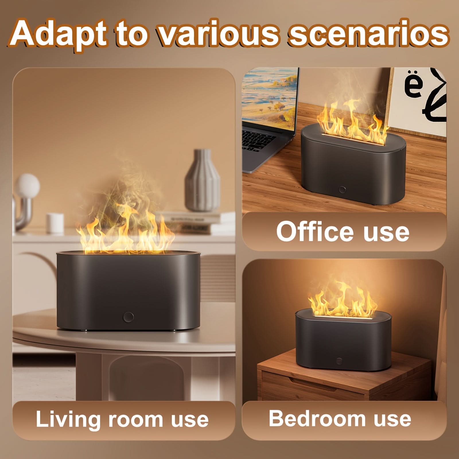 7-Color Flame Simulated Humidifier with Aromatherapy