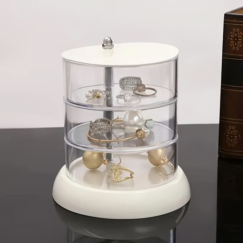 360° Rotating Jewelry Organizer – Compact, Elegant Storage Box