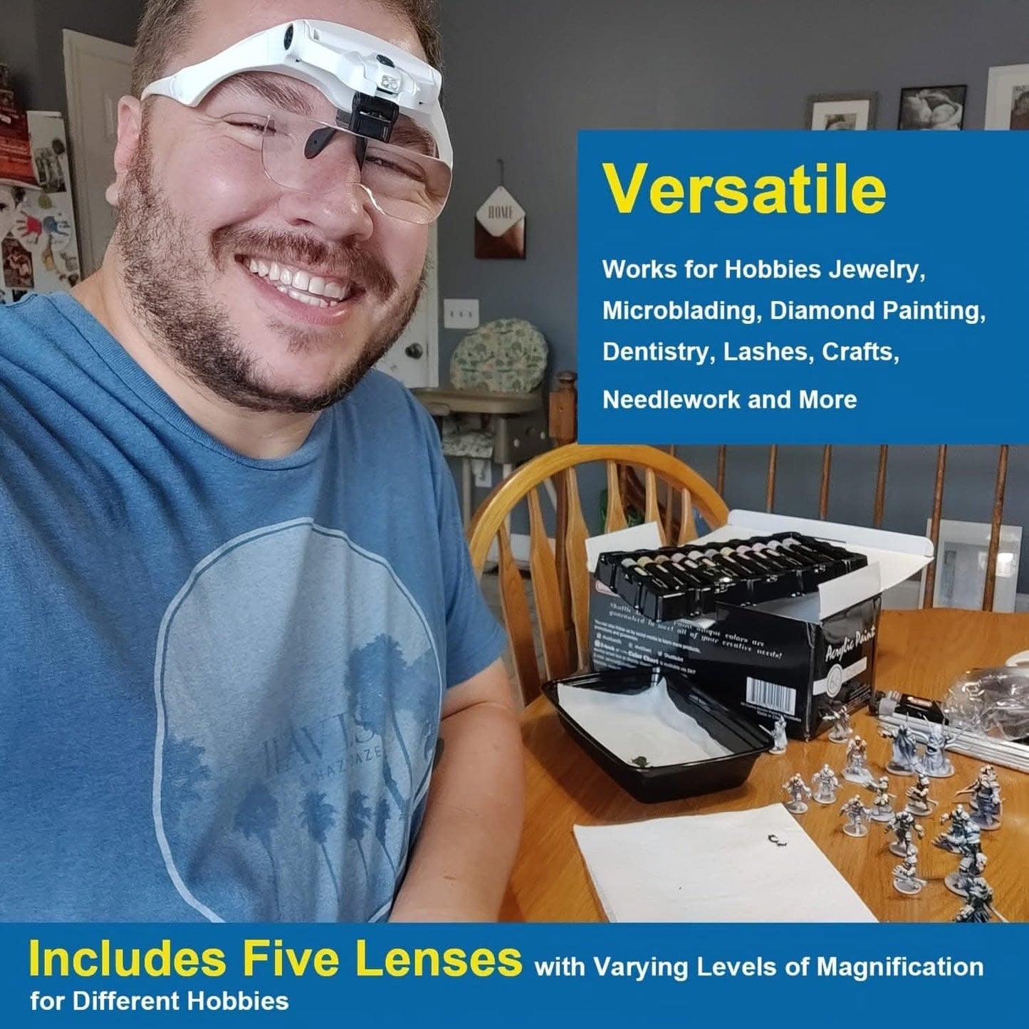 2LED Hands-Free Head Mount Magnifying Glasses