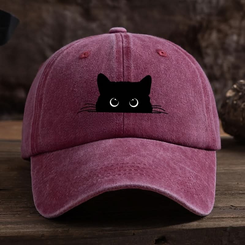 Men’s Vintage Black Cat Baseball Cap – Adjustable Dad Hat with Curved Brim