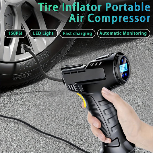 Portable Car Tire Inflator – 120W Digital Air Compressor with LED Light