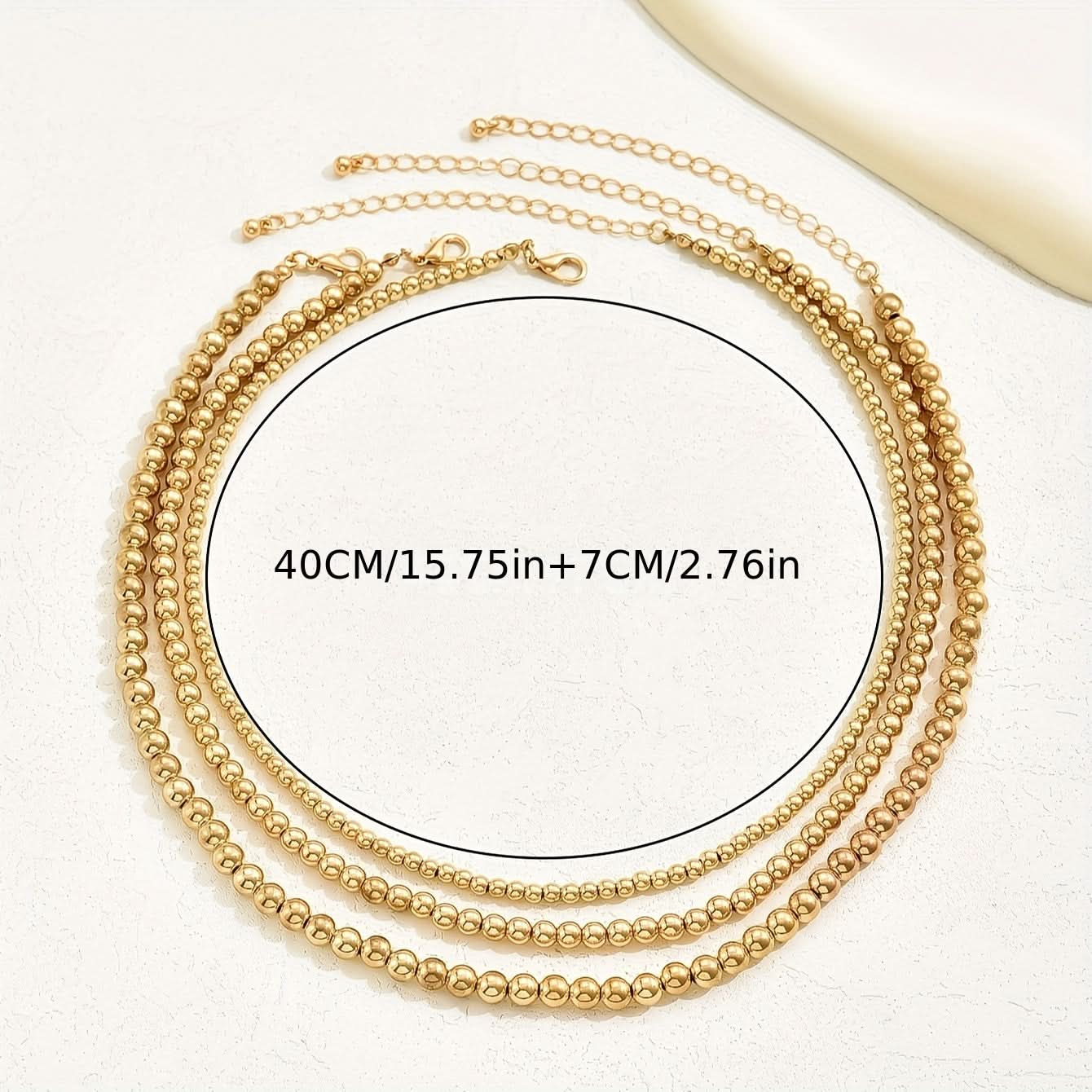 3pcs. Bohemian Glamour Golden CCB Beaded Necklace Set for Women